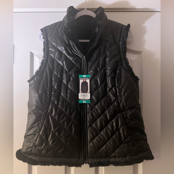 Nicole Miller Jackets & Blazers - Nicole Miller Reversible Faux Fur Lined Vest - Black Size XL